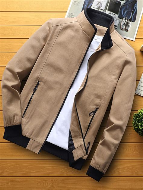 Men Solid Zip Front Pocket Detail Jacket | Jackets men fashion, Fashion ...