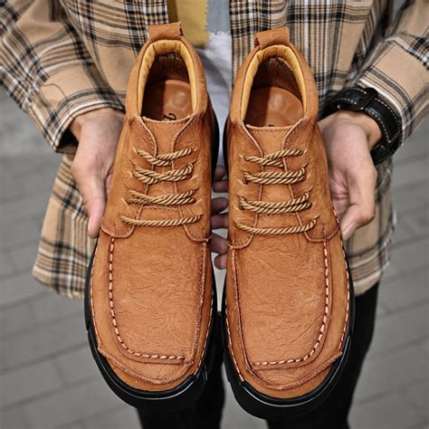 Mostelo® -Winter men's casual leather shoes with leather soft soles an ...