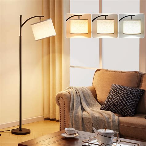60" Adjustable Floor Lamp with 3-Way Color Changing Bulb, Tall Standing ...