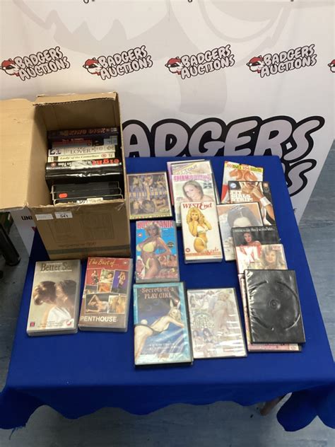 Box of adult XXX VHS & DVDs – Badgers Auctions