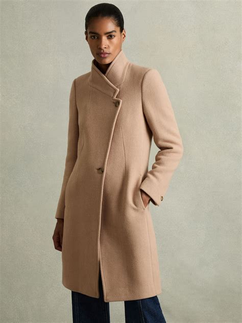 Reiss Petite Wool Blend Longline Double Breasted Coat in Light Camel ...