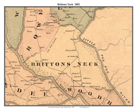 Brittons Neck, South Carolina 1882 Old Town Map Custom Print - Marion ...