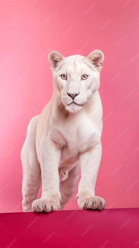 Premium AI Image | White albino panther pink eyes Generative AI