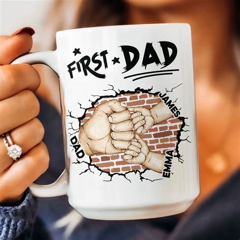First Dad Now Grandpa Fist Bump Kids - Personalized Mug - Macorner