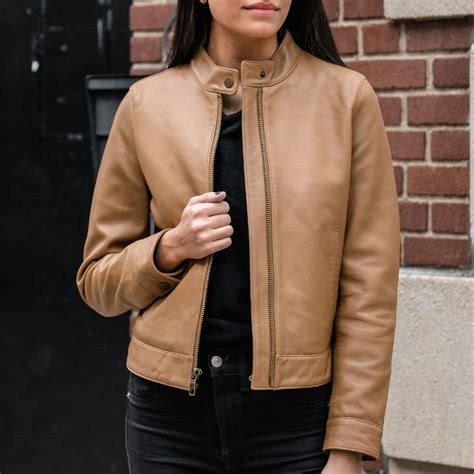 Women's Racer Jacket in Tan "Natural" Leather - Thursday Boot Company