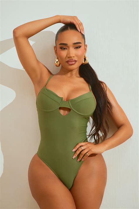 Catch Me Chillin' Underwire 1 Piece Swimsuit - Olive | Fashion Nova