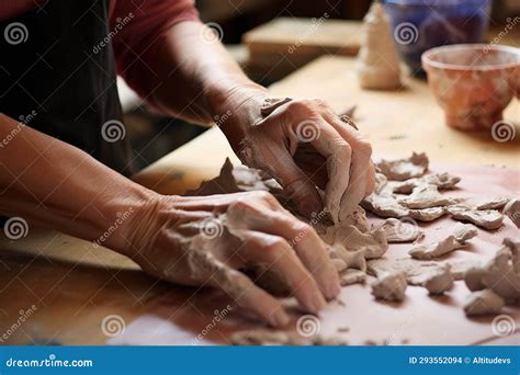 Hands Molding Clay into a Distinguishable Shape Stock Illustration ...