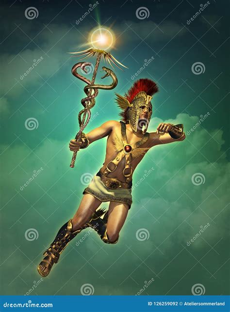 Hermes the Messenger of the Gods by Day, 3d CG Stock Illustration ...