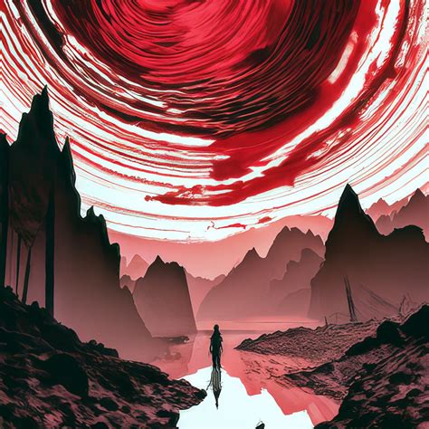 "Garnet dawn, abstraction, double exposure, high contrast, ink and ink ...