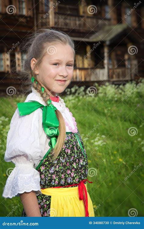 Young Girl in Russian National Dress Stock Photo - Image of person ...