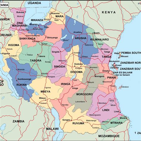 Tanzania Country Map Map Of Tanzania In Eastern Africa A Beauty Of