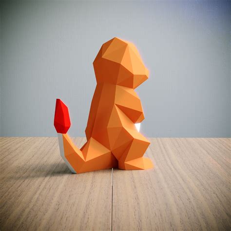 Pokémon Charmander Papercraft Template Abstract Low Poly 3D - Etsy Canada