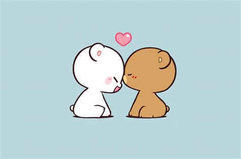 Milk & Mocha Bear Cute Kiss 4K Wallpaper