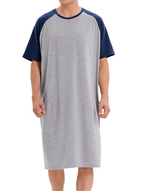 FOCUSSEXY Mens Sleep Shirt Sleepwear Casual Sleepshirt Homewear Crew ...