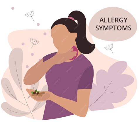 Premium Vector | Seasonal allergy woman with a sore throat itchy throat allergies and nuts