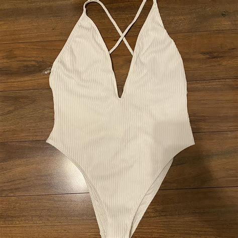 Forever 21 Women's White Swimsuit-one-piece | Depop