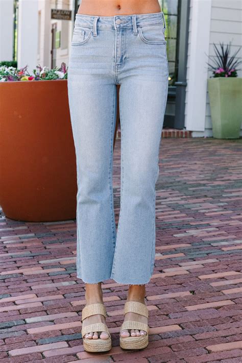 Just Black Denim: Everyday Bliss Cropped Flare Light Denim Jeans – Shop ...