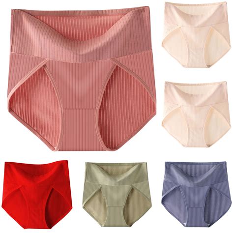 Akafmk Plus Size Underwear for Women High Waisted Cotton Briefs Solid ...