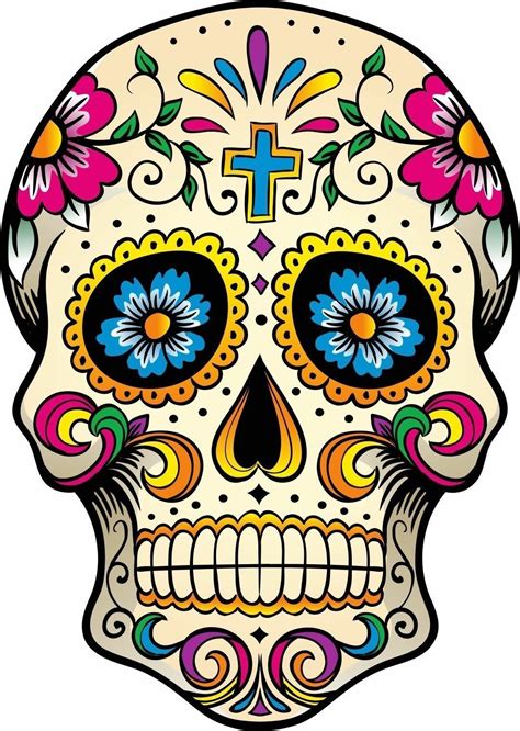 Mexican Sugar Skull Self Adhesive Vinyl Sticker | eBay | Sugar skull ...