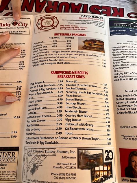 Menu at Ms Lois' Restaurant, Franklin