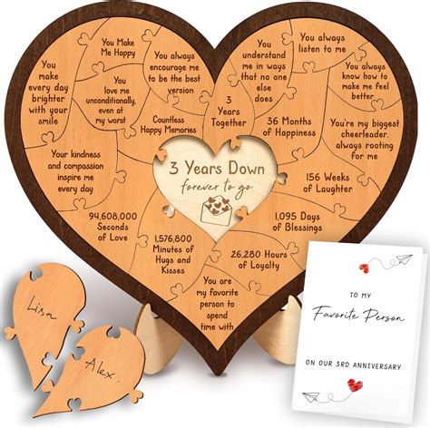 Amazon.com: Stofinity 3 Year Anniversary Wooden Gifts For Him Her - 3rd ...