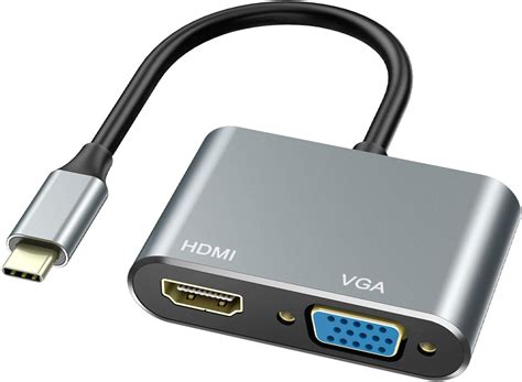 Amazon | USB Type C to HDMI VGA アダプタ、Vilcome 2 in 1 Thunderbolt 3 to ...