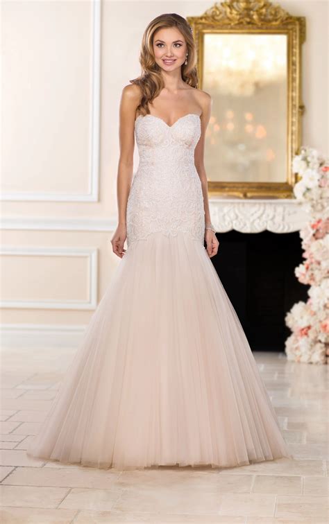 Blush Trumpet Wedding Dress