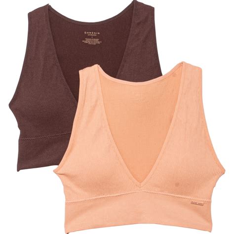 (取寄) ダンスキン シームレス リブド ブラレッツ - 2-パック Danskin Seamless Ribbed Bralettes - 2-Pack True Brunette ...