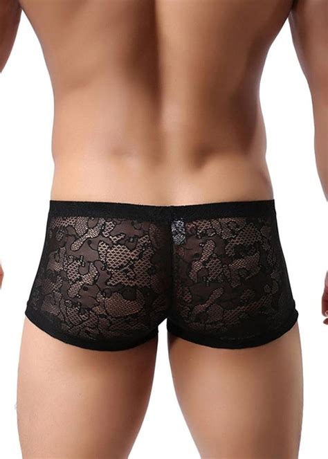Banana Bucket Men's Sexy Lace Panties Underwear Sheer Low Rise Boxer ...