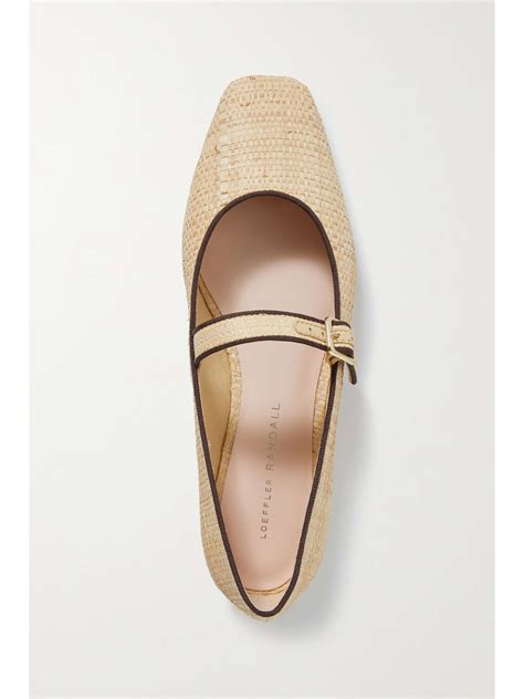 LOEFFLER RANDALL Ginger grosgrain-trimmed raffia Mary Jane ballet flats ...