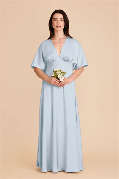Shyla Mist Blue Matte Satin Dress | Birdy Grey