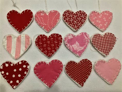 Penny Rug Heart Applique Ornaments - Set of 12 - My Community Made