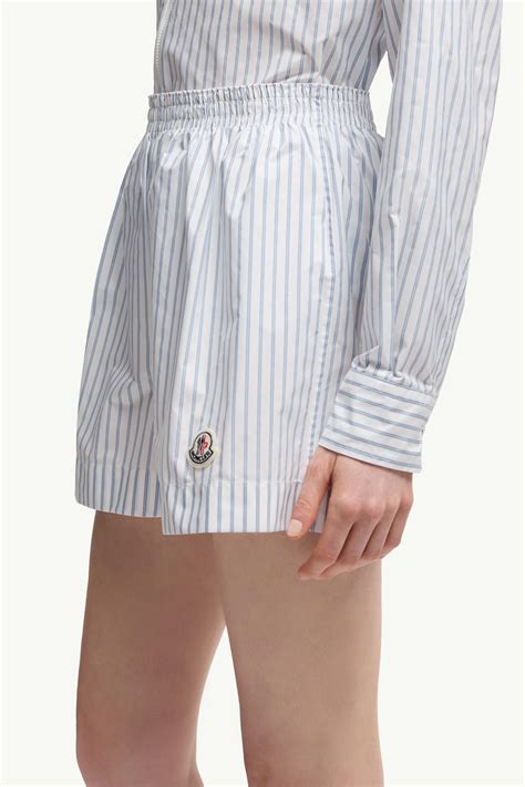 White & Light Blue Striped Shorts - Pants & Shorts for Women | Moncler CA