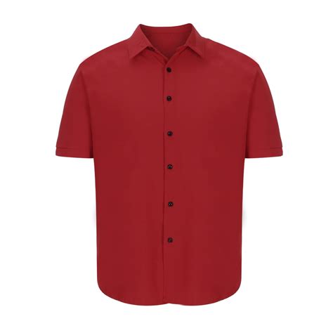 VANLOFE Short Sleeve for Mens Solid Red Shirts Men's Slim-fit Turn-down ...