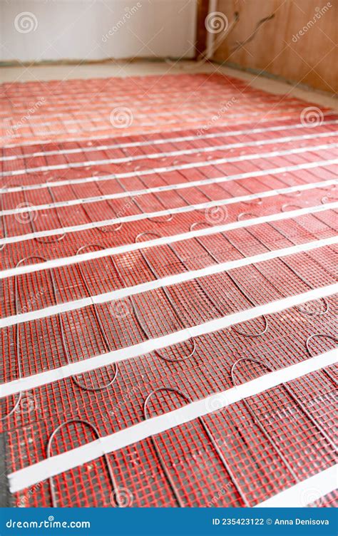 Process of Instalation of Electric Underfloor Heating Mats Stock Photo ...