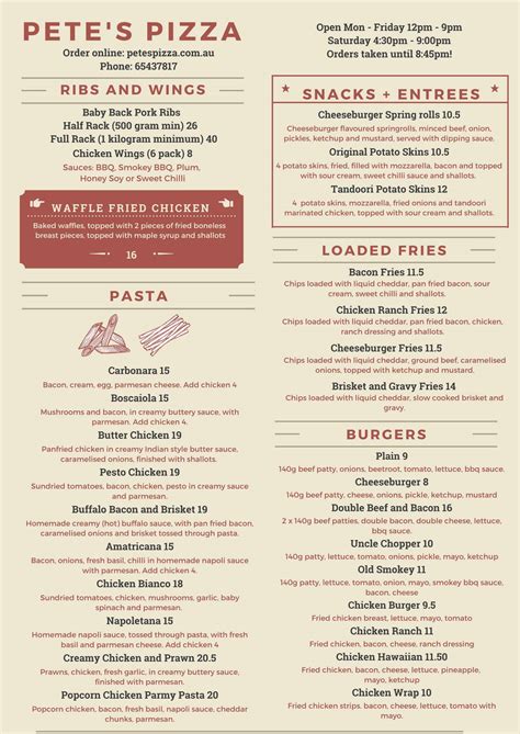 Menu at Pete's Pizza restaurant, Aberdeen