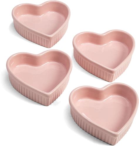 Amazon.com: Paris Hilton Heart Shaped Ramekin Set, Mini Ceramic Ramekins, Oven Safe Baking ...