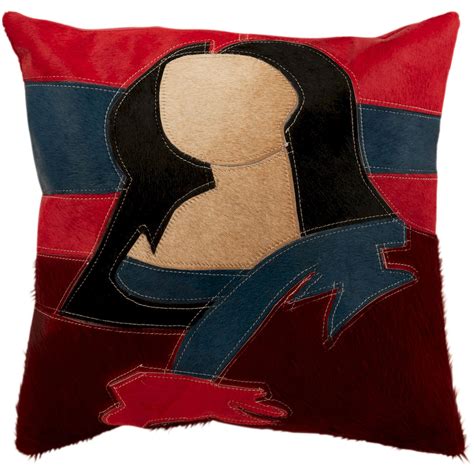 Coussin Bausmin en Cuir 45 x 45 x 4 cm Rouge, ébène, bleu royal | Leroy ...