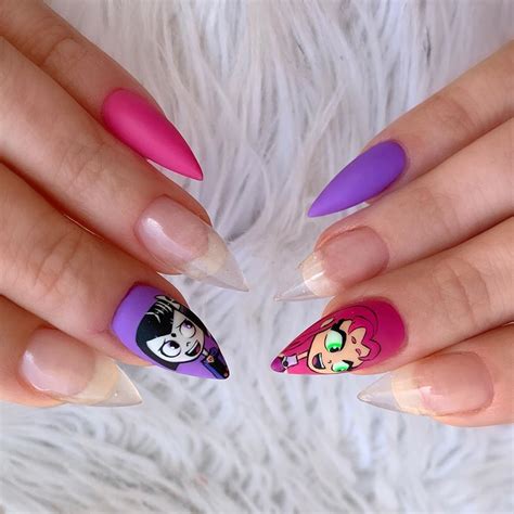 Thalya*nails on Instagram: “Anyone a teen titans fan?? 💗💚💜🖤 #nail # ...