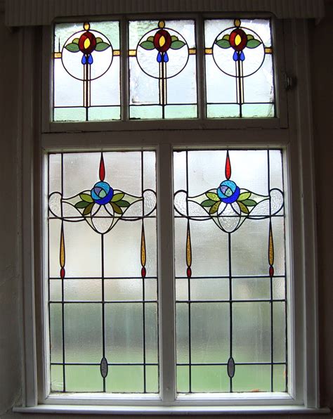 Edwardian stained glass window from the old Wesleyan church Leaded ...