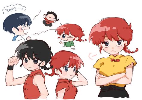ranma-chan, tendou akane, and saotome ranma (ranma 1/2) drawn by rmo3o | Danbooru
