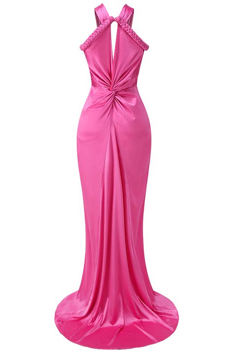 Plunge V Neck Draped Maxi Dress Hot Pink - Luxe Maxi Dresses and Luxe ...