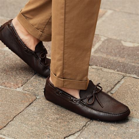 Men's brown tumbled leather Moccasins | Velasca
