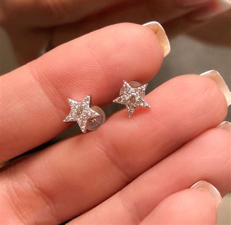 Star diamond ear studs | Gold jewelry fashion, Rose gold earrings studs ...