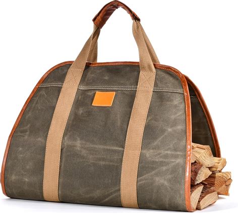 Amazon.com: XIANGLE Heavy-Duty Waxed Canvas Wood Carrying Bag for ...