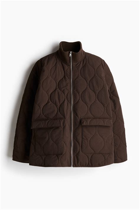 Oversized Quilted Jacket - Dark brown - Ladies | H&M US