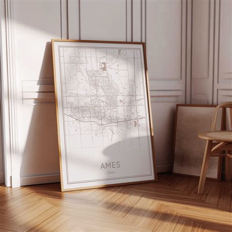 Ames Iowa Map, Ames Download Map Print, Ames Iowa Neutral Wall Art ...