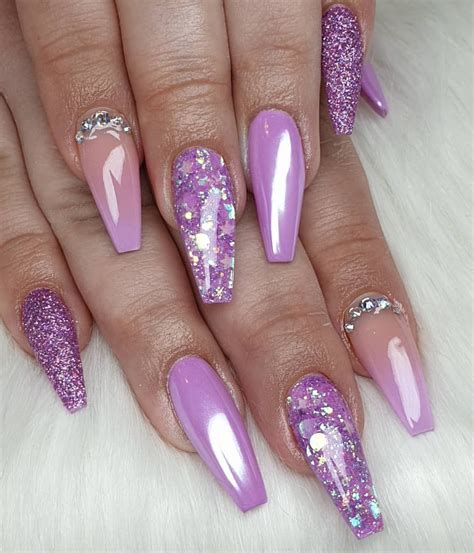 Pastel Purple Nails With Glitter at Donald Blanton blog