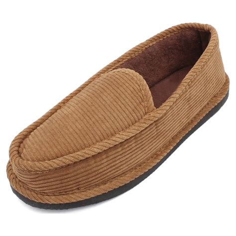 VENTANA Men's Indoor/Outdoor Corduroy House Shoes | Comfy Warm Moccasin ...