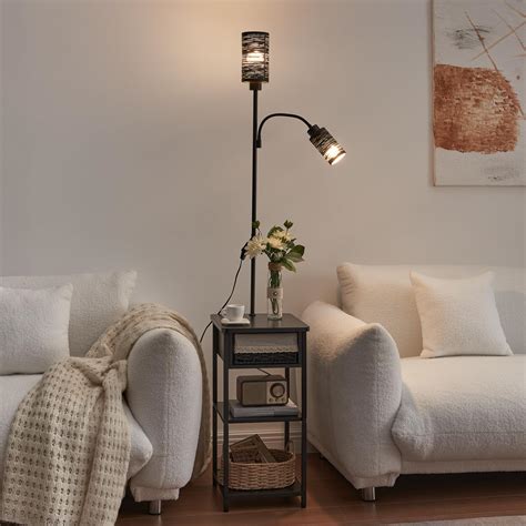 Floor Lamp with Table, End Table with Lamp Attached, Bedside Nightstand ...